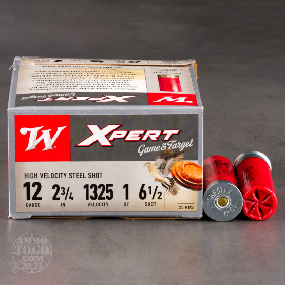25rds – 12 Gauge Winchester Xpert Game & Target 2-3/4" 1oz. #6.5 Steel Shot Ammo