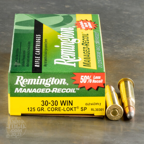 20rds – 30-30 Remington Managed-Recoil 125gr. Core-Lokt SP Ammo