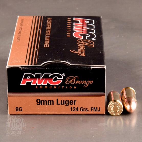 1000rds - 9mm PMC Bronze 124gr. FMJ Ammo