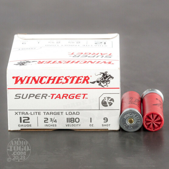 25rds - 12 Gauge Winchester Super Target 2 3/4" 1oz. 2 3/4 Dram #9 Shot Ammo
