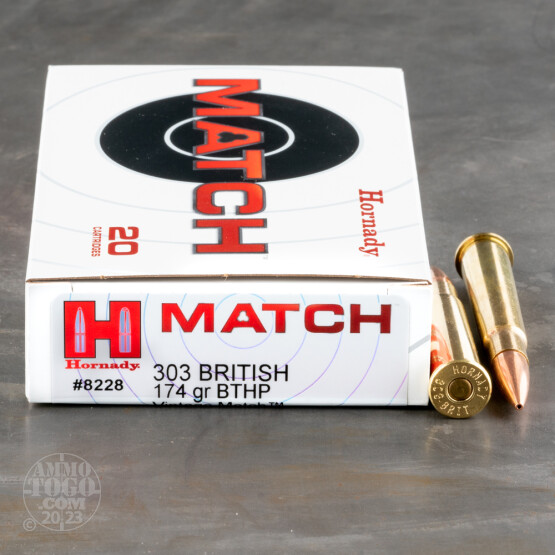 100rds – 303 British Hornady Match 174gr. BTHP Ammo