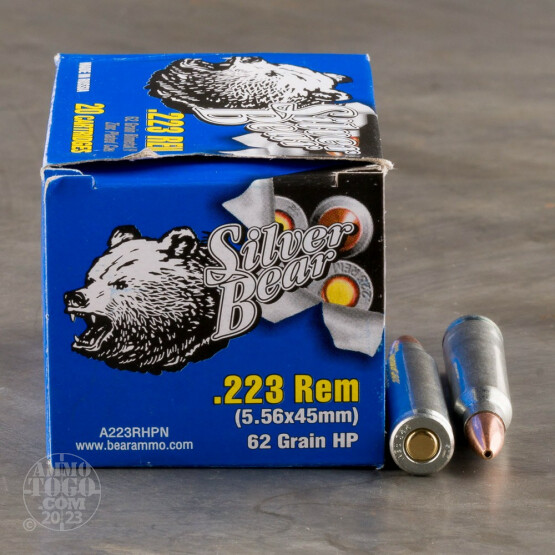 20rds - .223 Silver Bear 62gr. Hollow Point Ammo