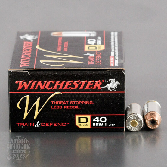 20rds - 40 S&W Winchester W Train and Defend 180gr. JHP Ammo