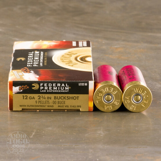 250rds – 12 Gauge Federal Tactical LE with FliteControl Wad 2-3/4" 00 Buck 9 Pellets Ammo