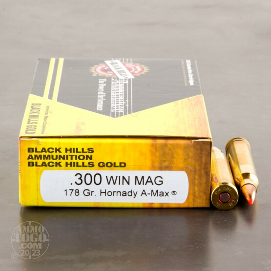 20rds - 300 Win Mag Black Hills Gold 178gr. A-Max Polymer Tip Ammo