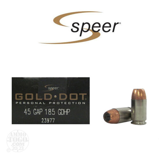20rds - 45 Gap Speer Gold Dot 185gr. HP Ammo