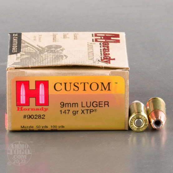 25rds - 9mm Hornady Custom 147gr. XTP HP Ammo
