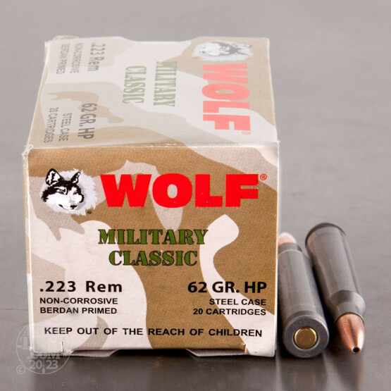 500rds - 223 Rem Wolf WPA Military Classic 62gr. HP Ammo