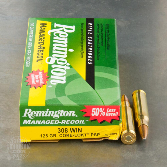 20rds – 308 Win Remington Managed-Recoil 125gr. Core-Lokt PSP Ammo