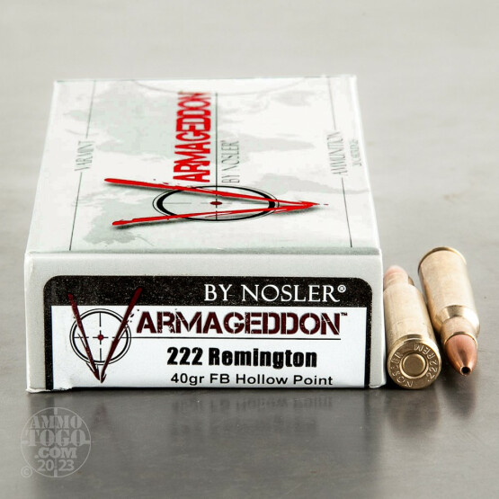 20rds – 222 Rem Nosler Varmageddon 40gr. FBHP Ammo