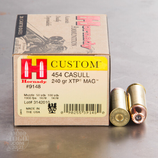 20rds – 454 Casull Hornady Custom 240gr. XTP Mag Ammo