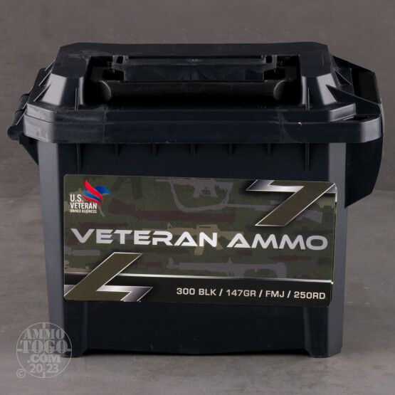 250rds – 300 AAC Blackout Veteran Ammo 147gr. FMJ Ammo in Field Box