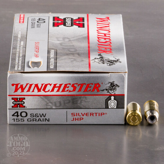 50rds - 40 S&W Winchester Silvertip 155gr. Hollow Point Ammo