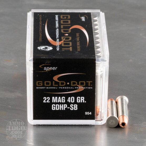 50rds – 22 WMR Speer Gold Dot Short Barrel 40gr. HP Ammo