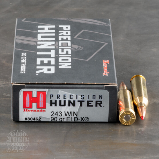 20rds – 243 Win Hornady Precision Hunter 90gr. ELD-X Ammo