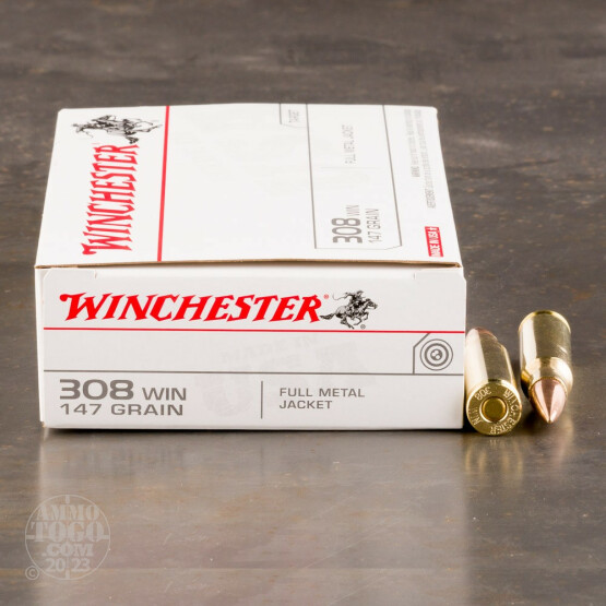 20rds - 308 Winchester USA 147gr. FMJ Ammo