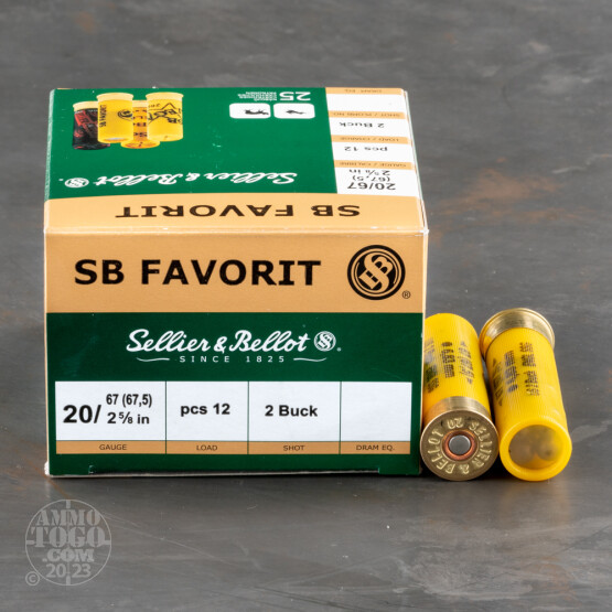250rds – 20 Gauge Sellier & Bellot 2-5/8" 12 Pellet #2 Buckshot Ammo