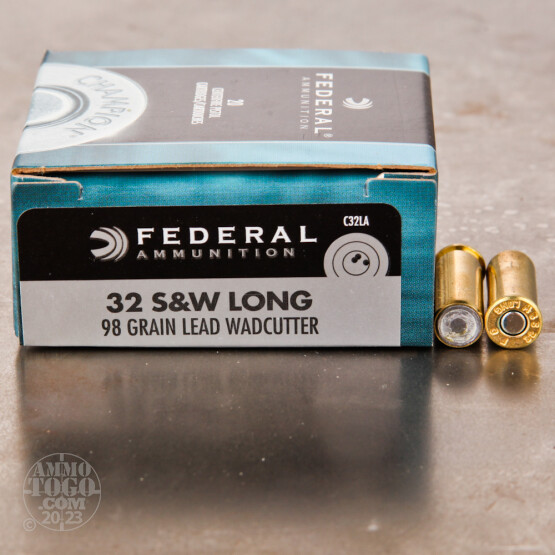 20rds - 32 S&W Long Federal 98gr. Lead Wadcutter Ammo