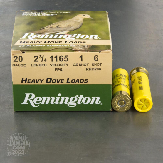 25rds - 20 Gauge Remington Heavy Dove Load 2 3/4" 1oz. #6 Shot Ammo