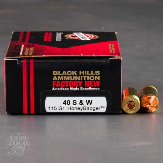 20rds – 40 S&W Black Hills 115gr. HoneyBadger Ammo