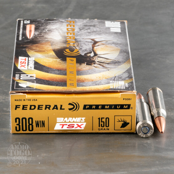 20rds - 308 Win. Federal Vital Shock 150gr. Barnes TSX Ammo