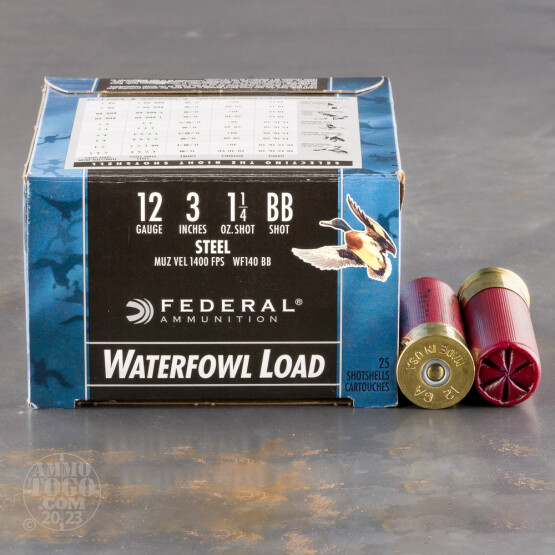 25rds - 12 Ga. Federal Speed-Shok 3" 1 1/4oz #BB Steel Shot Ammo