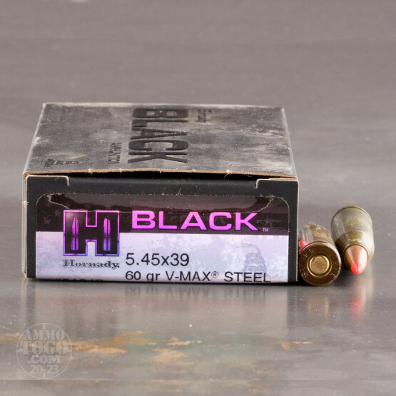 20rds - 5.45x39 Hornady BLACK 60gr. V-MAX Steel Ammo