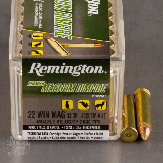 50rds - .22 Mag Remington 33gr. Accu-Tip V-Max Ammo