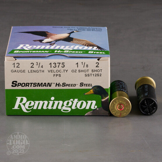 25rds - 12 Gauge Remington Sportsman Hi-Speed Steel 2 3/4" 1 1/8oz. #2 Shot Ammo