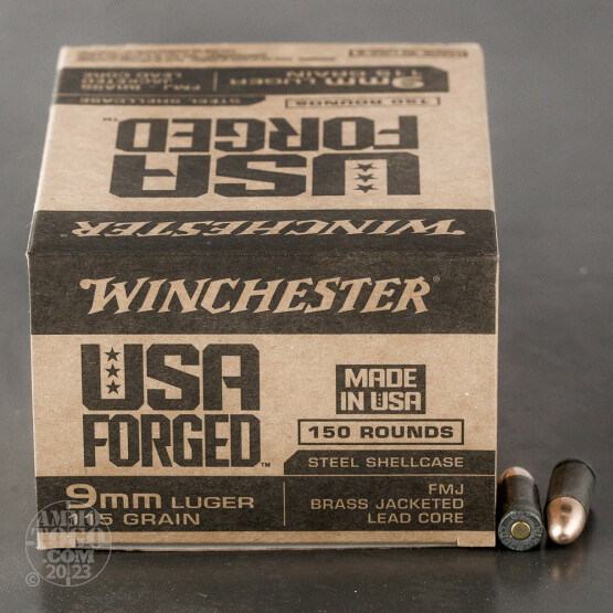 150rds – 9mm Winchester USA Forged 115gr. FMJ Ammo
