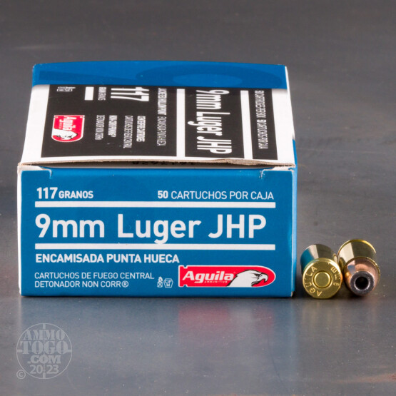 50rds - 9mm Aguila 117gr. Jacketed Hollow Point Ammo