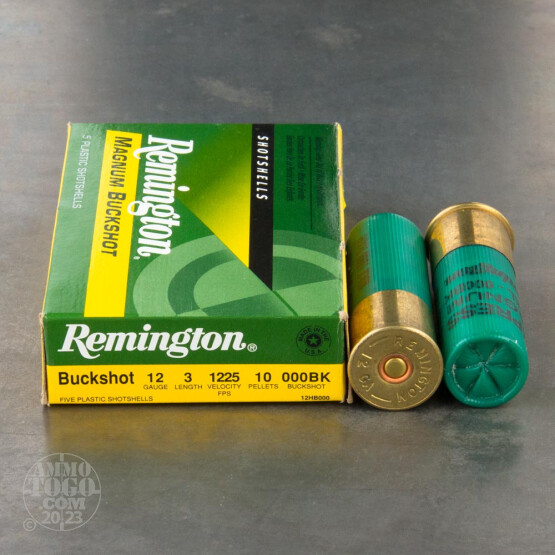 5rds – 12 Gauge Remington Magnum Buckshot 3" 10 Pellet 000 Buckshot Ammo
