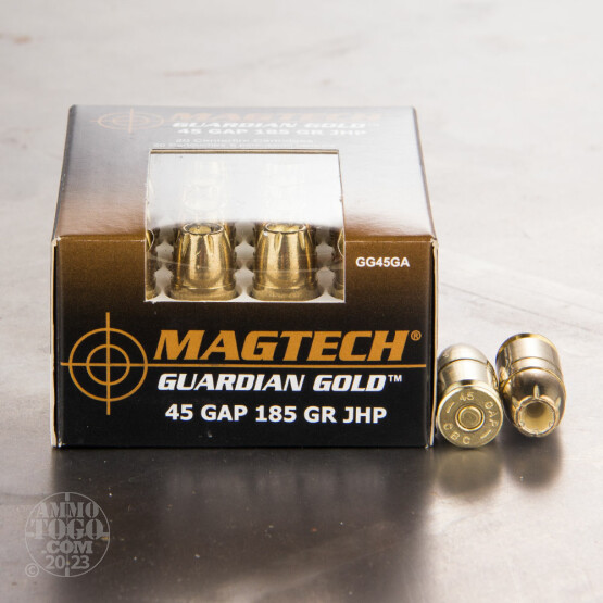 20rds - 45 GAP Magtech 185gr. Jacketed Hollow Point Ammo