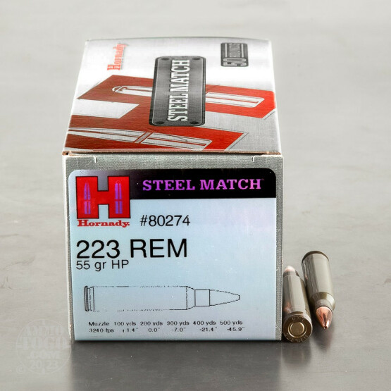 500rds - 223 Hornady 55gr. Steel Match HP Ammo