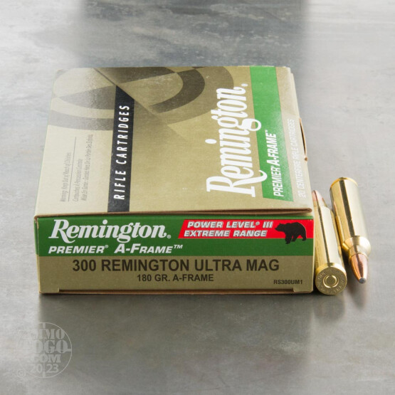 20rds - 300 RUM Remington Premier 180gr. A-Frame SP Power Level 3 Ammo