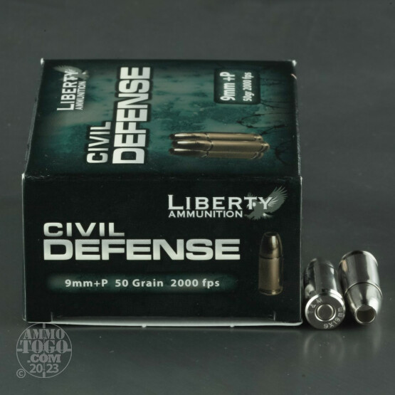 20rds - 9mm Liberty Civil Defense Ammunition 50gr. SCHP +P Ammo