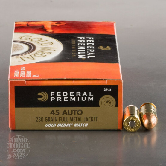 50rds - 45 ACP Federal Gold Medal Match 230gr. FMJ Ammo