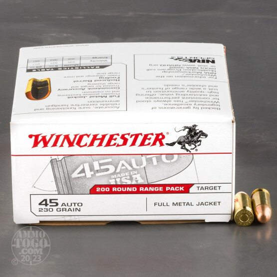 200rds - 45 ACP Winchester Range Pack 230gr. FMJ Ammo