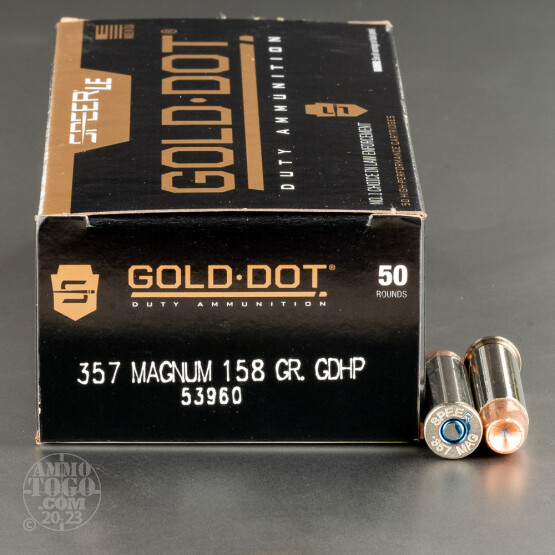 50rds – 357 Magnum Speer LE Gold Dot 158gr. JHP Ammo