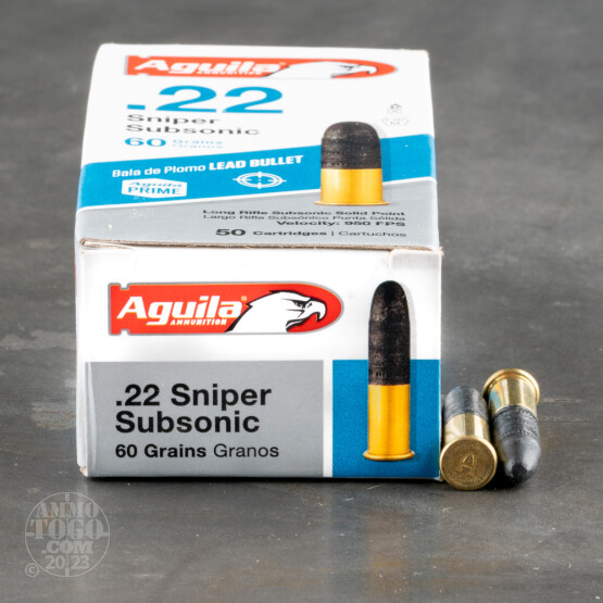 50rds - 22LR Aguila Sniper Sub-Sonic 60gr. Solid Point Ammo