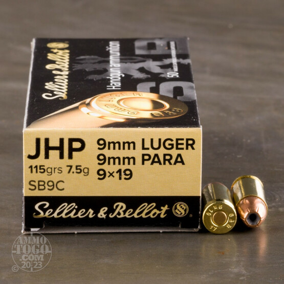 50rds - 9mm Sellier & Bellot 115gr. Hollow Point Ammo