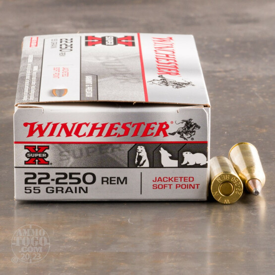20rds - 22-250 Winchester Super-X 55gr. Pointed Soft Point Ammo