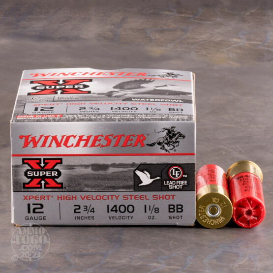 25rds – 12 Gauge Winchester Xpert Hi-Velocity 2-3/4" 1-1/8 oz. BB Steel Shot Ammo