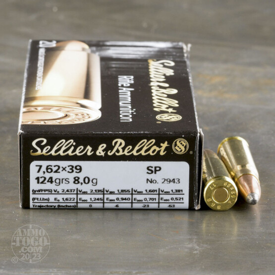 20rds – 7.62x39 Sellier & Bellot 124gr. SP Ammo