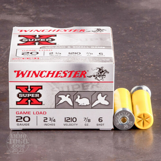 25rds - 20 Gauge Winchester Super-X Game Load 2 3/4" 7/8oz. #6 Shot Ammo