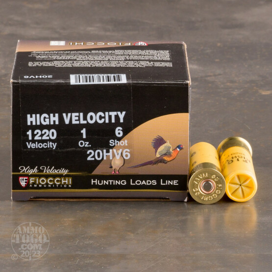 25rds - 20 Gauge Fiocchi High Velocity 1 Ounce 2 3/4" #6 Shot Ammo