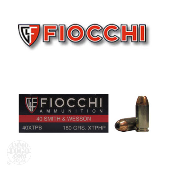 50rds - 40 S&W Fiocchi 180gr. XTP Hollow Point Ammo