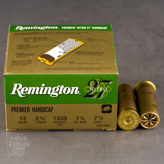 25rds – 12 Gauge Remington Nitro 27 2-3/4" 1-1/8oz. #7.5 Shot Ammo