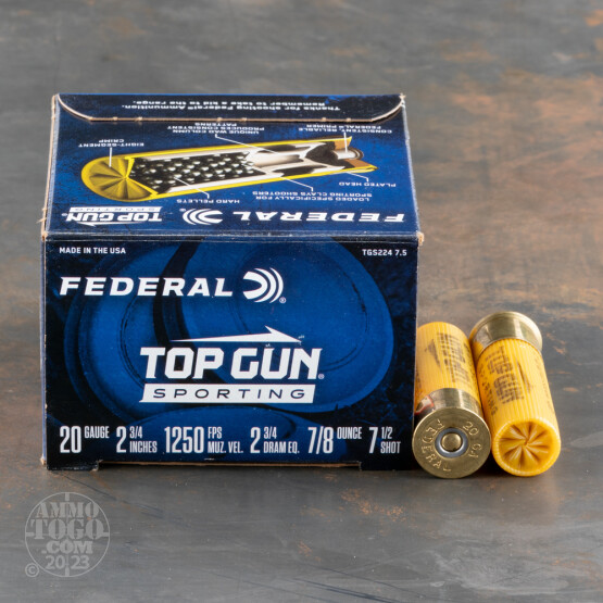 250rds – 20 Gauge Federal Top Gun Sporting 2-3/4" 7/8oz. #7.5 Shot Ammo