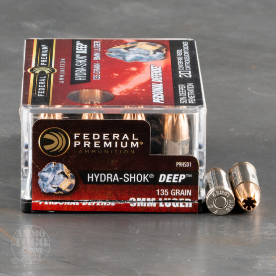 20rds – 9mm Federal Hydra-Shok Deep 135gr. JHP Ammo